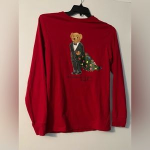 Polo Ralph Lauren Boy’s Christmas Polo Bear Long Sleeve Jersey Tee L & XL